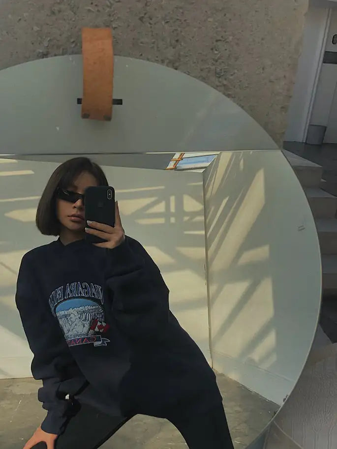 Plus Velvet Retro Embroidery Oversized Sweater for Women