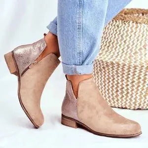 Women's Round Toe Synthetic Leather Martin Boots