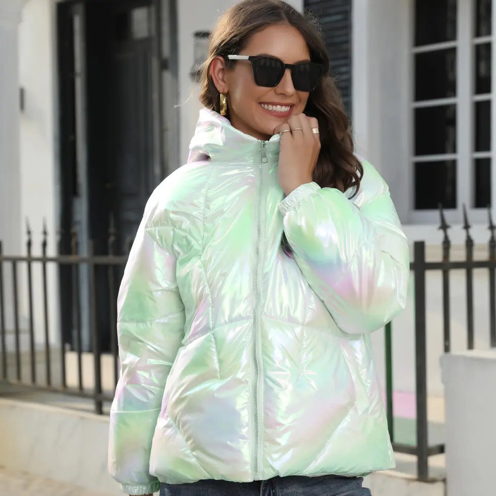 New Korean Style Women's Down Jacket with Fur Collar