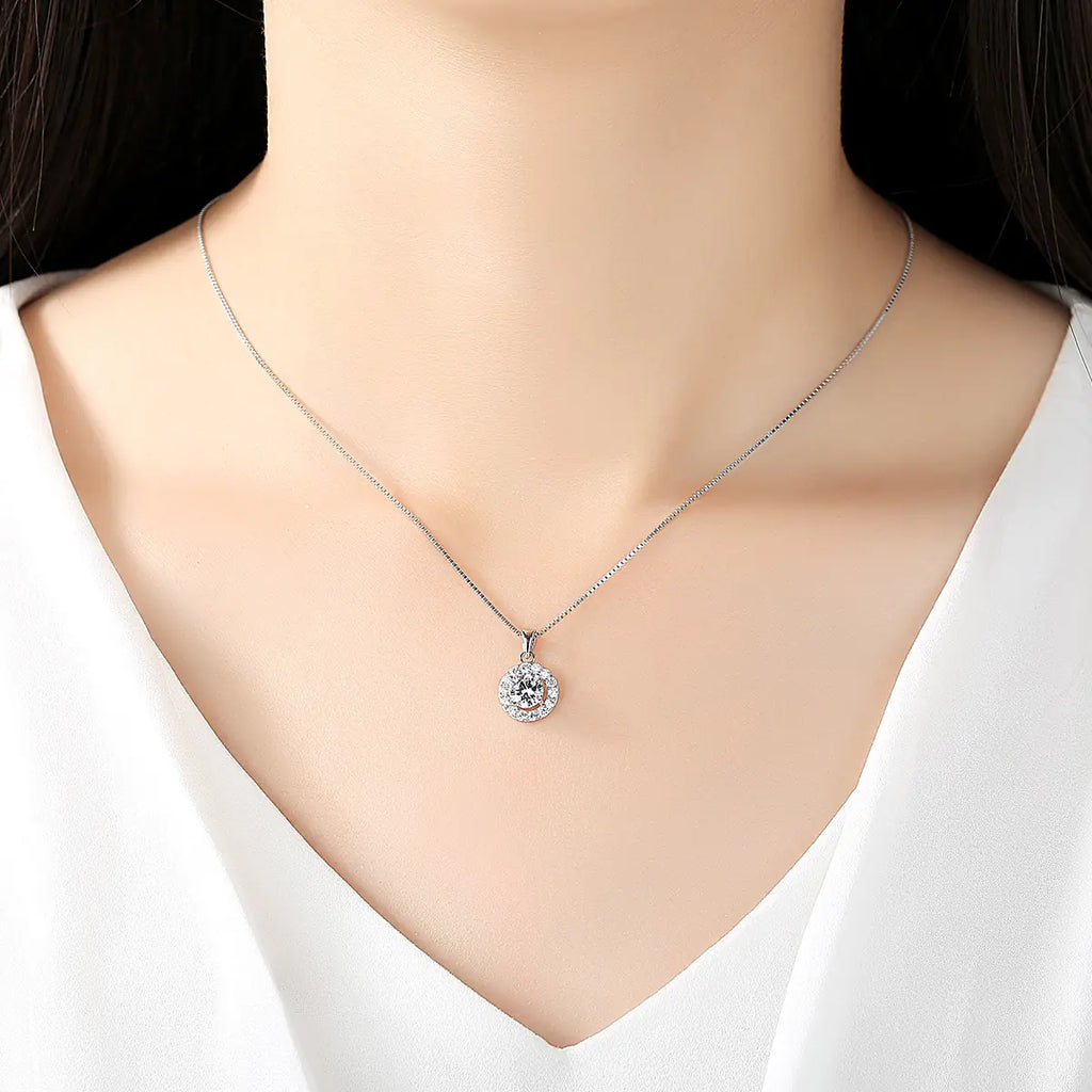 S925 Silver Pendant with Simulated Diamond Design