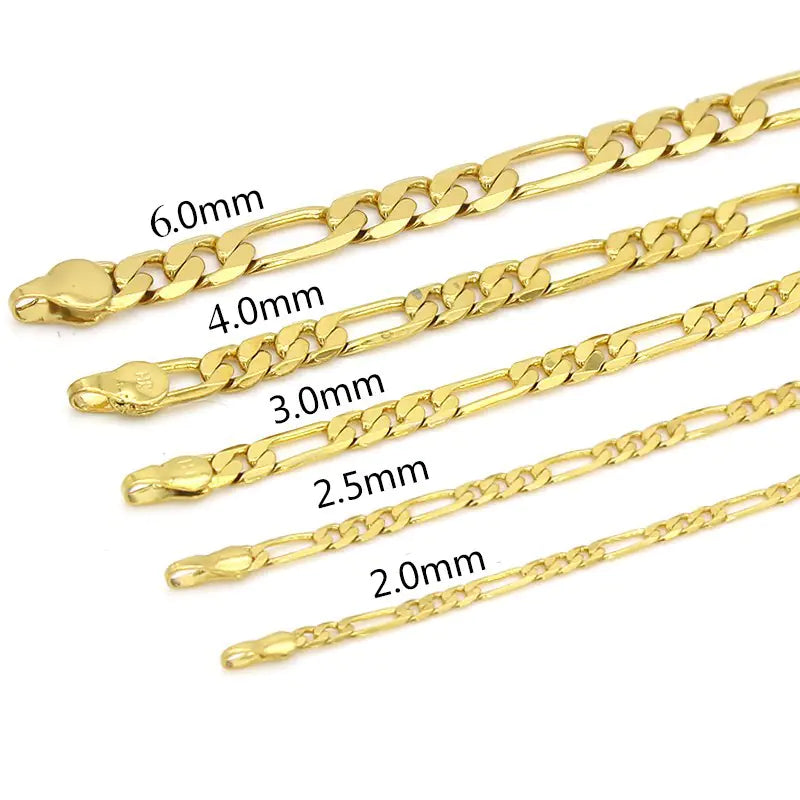 45cm Men's 18K Gold Plated Figaro Chain Necklace