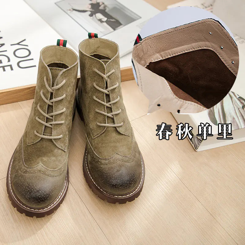 Botas Martin retro de ante con suela gruesa para mujer