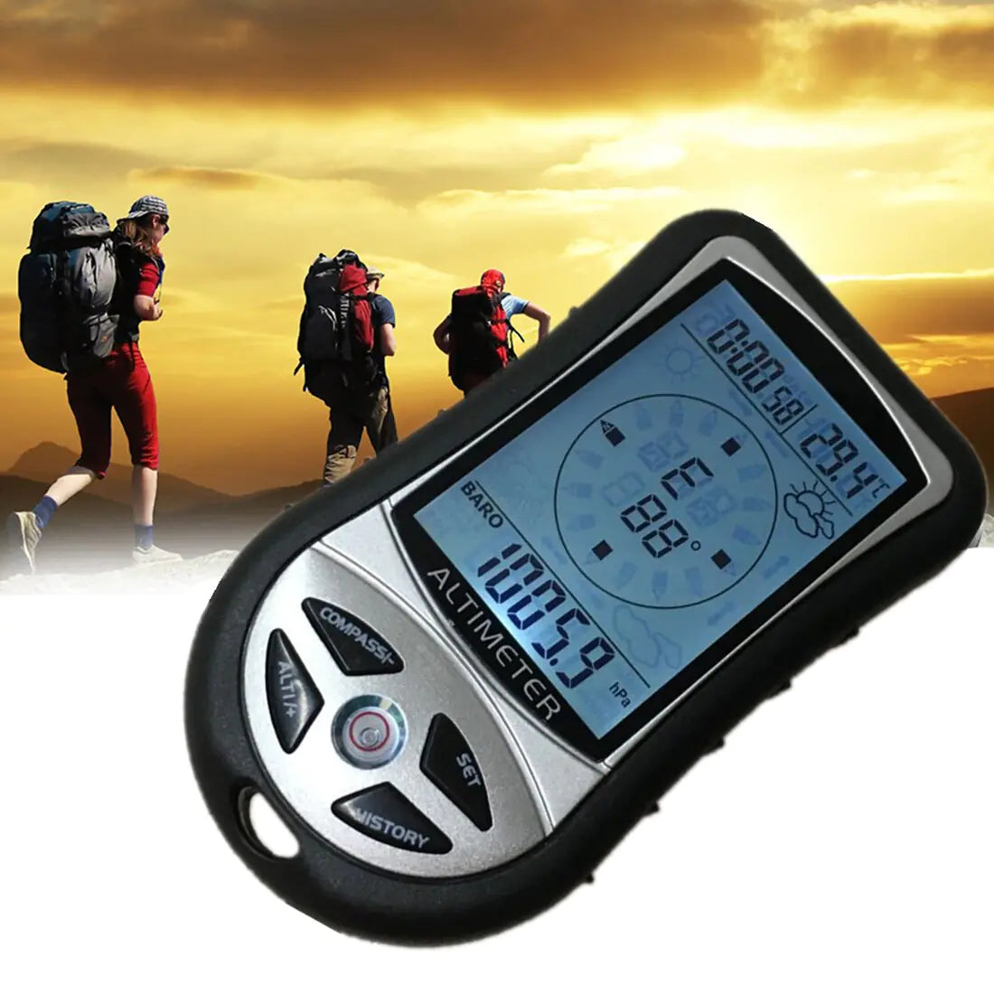 8-in-1 Handheld Electronic Altimeter with Compass