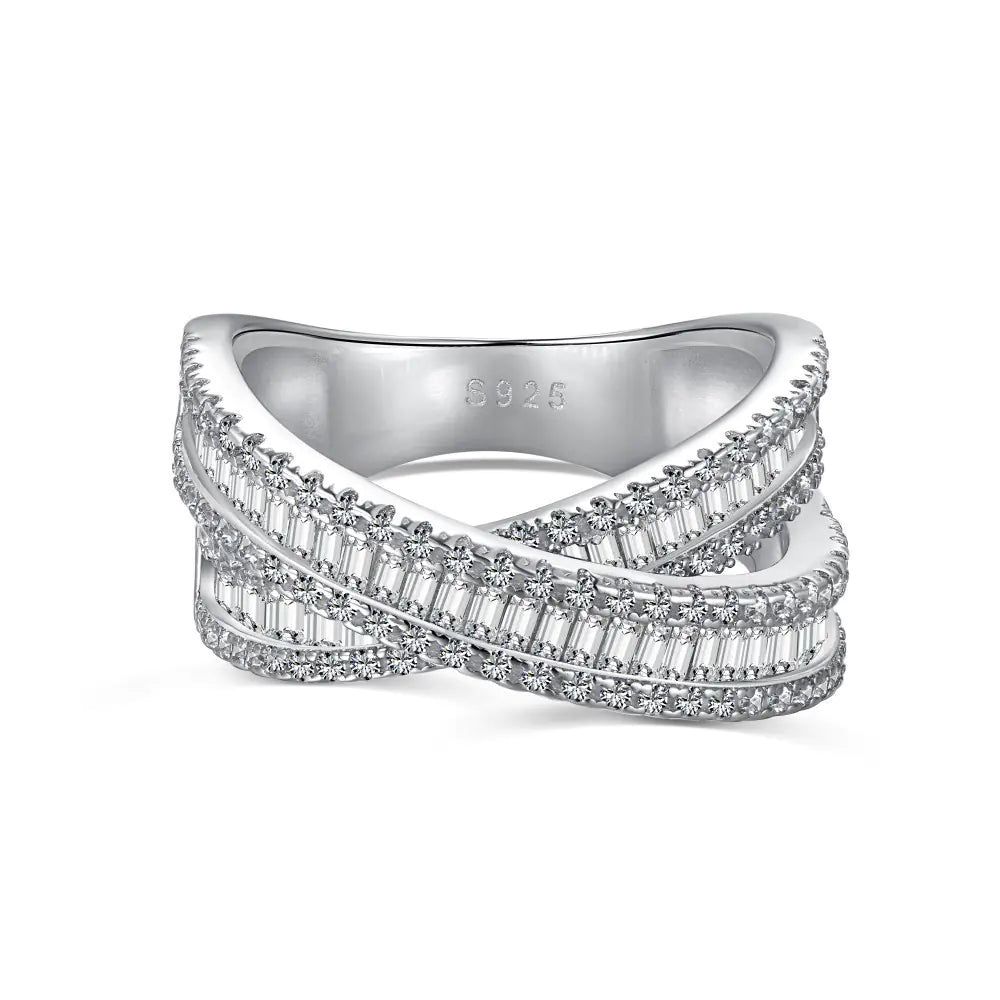 S925 Silver Zirconia Simulated Diamond Ring Stack