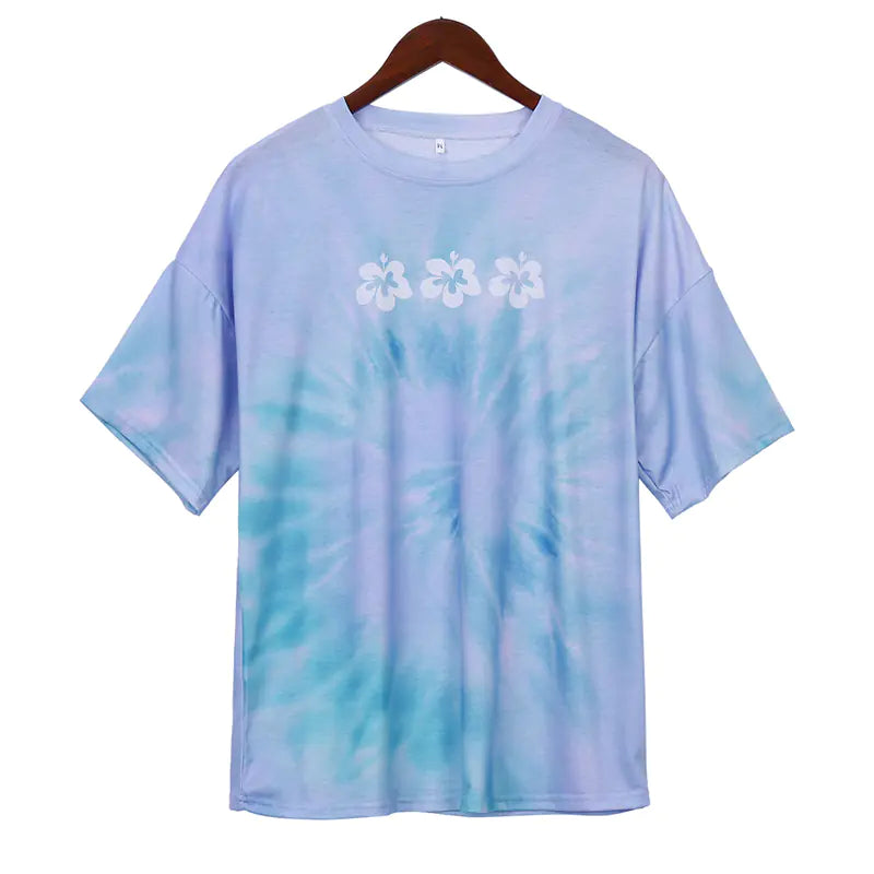 Blue Floral Print Women's T-Shirt