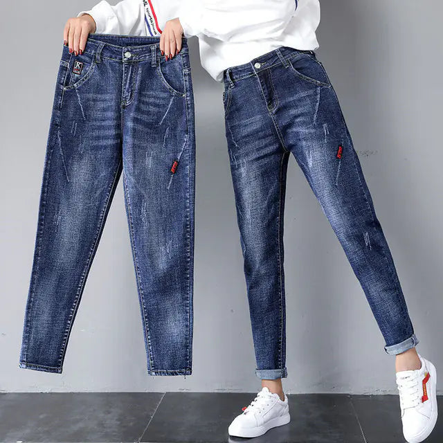 High Waist Denim Harem Pants for Women