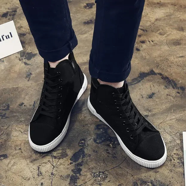 Casual High-Top Lace-Up Canvas Sneakers for Men