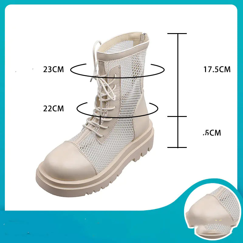 Breathable Leather Martin Boots with Thick Sole