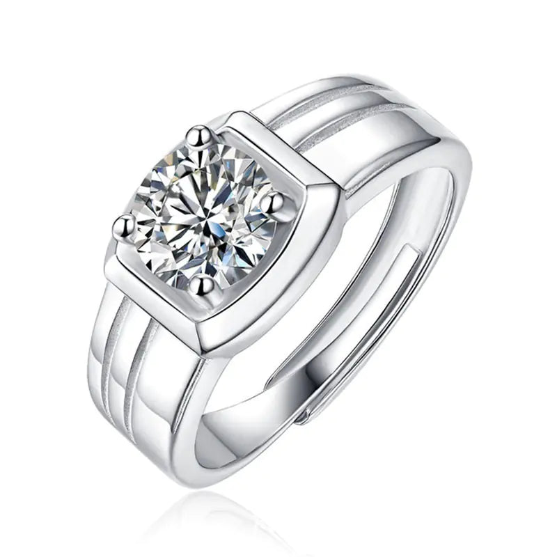 Men's S925 Silver 1 Carat Diamond Ring