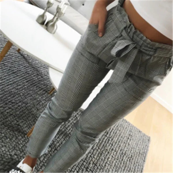High-Waisted Casual Pants with Tapered Legs