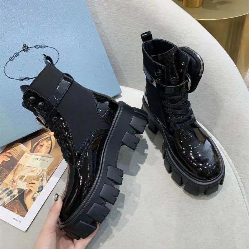 Retro Thick Sole Leather Martin Short Boots