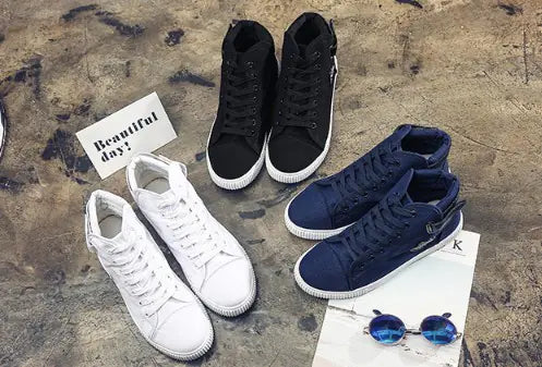 Casual High-Top Lace-Up Canvas Sneakers for Men
