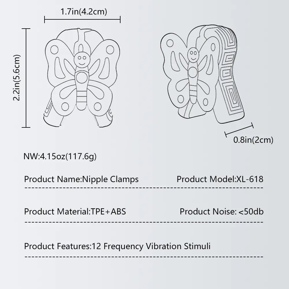 New Vibrating Nipple Clamps for Adult Pleasure (Pink)