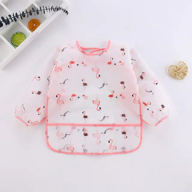 Cute Toddler Waterproof Long Sleeve Bib Apron for Kids