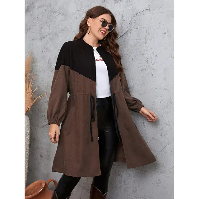 Plus Size Women's Long Casual Solid Color Coat