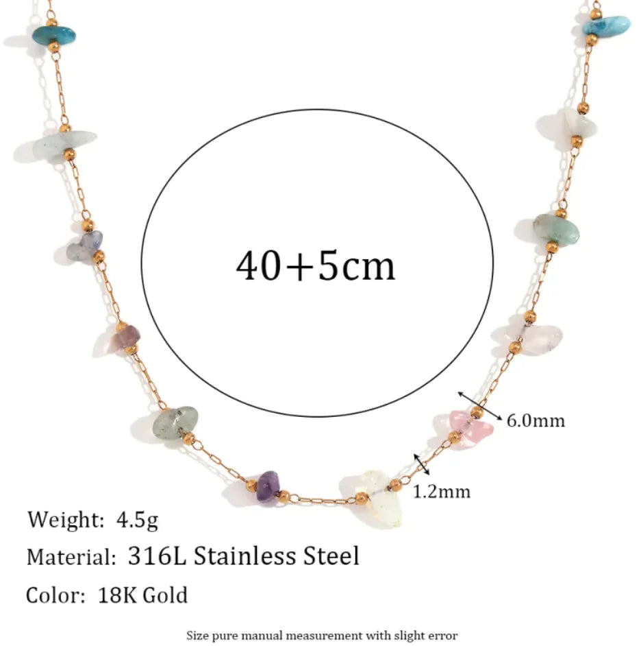 18K Gold-Plated Natural Gravel Bracelet & Necklace