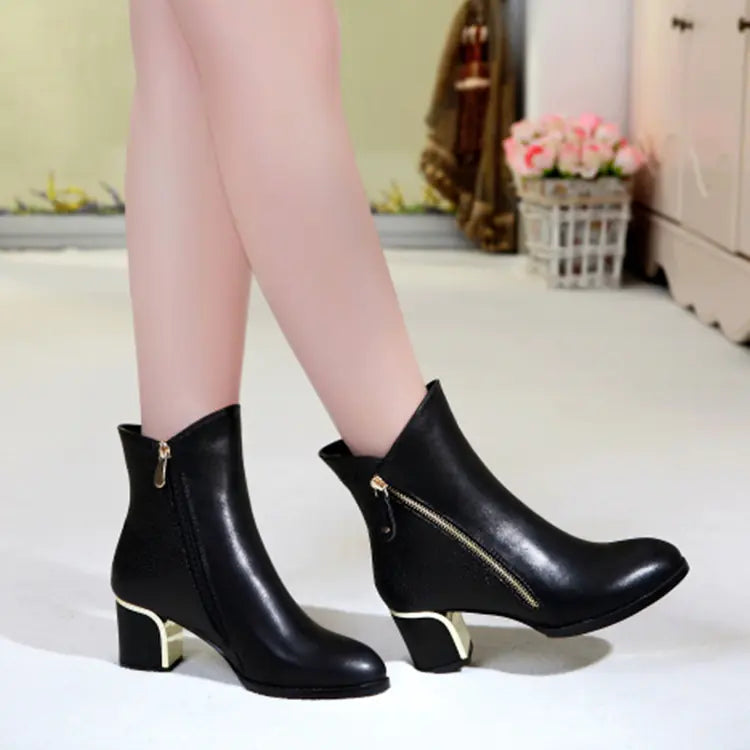 New Women's High Heel Martin Boots with Thick Heels