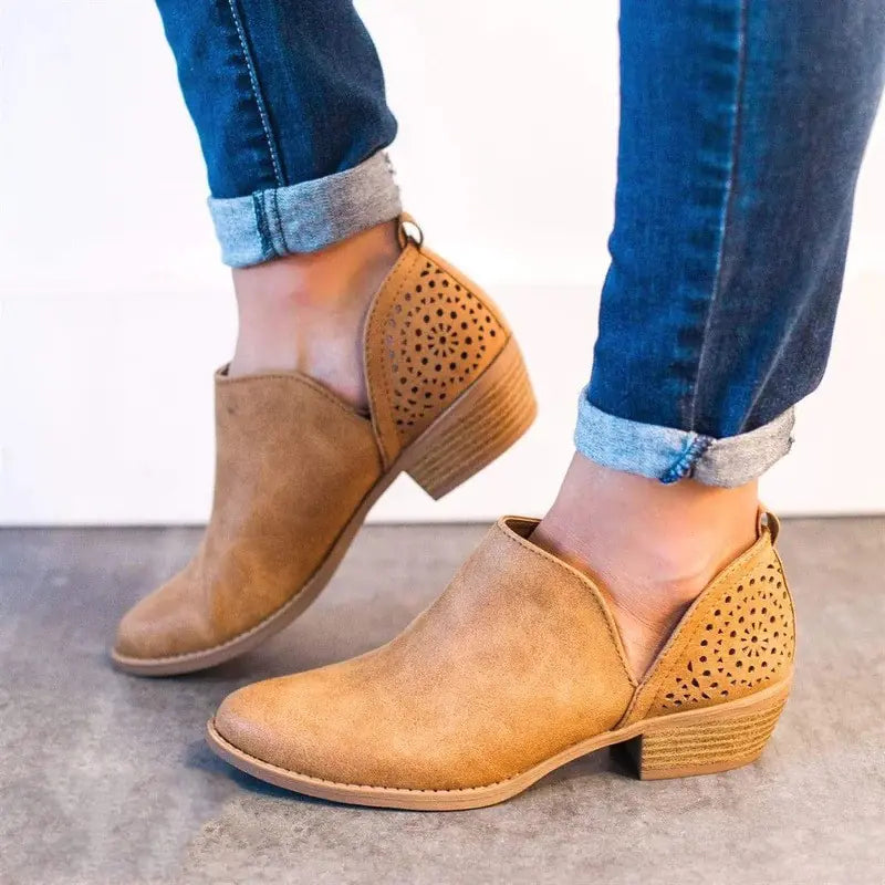 Spitze Stiefeletten für Damen mit Blockabsatz