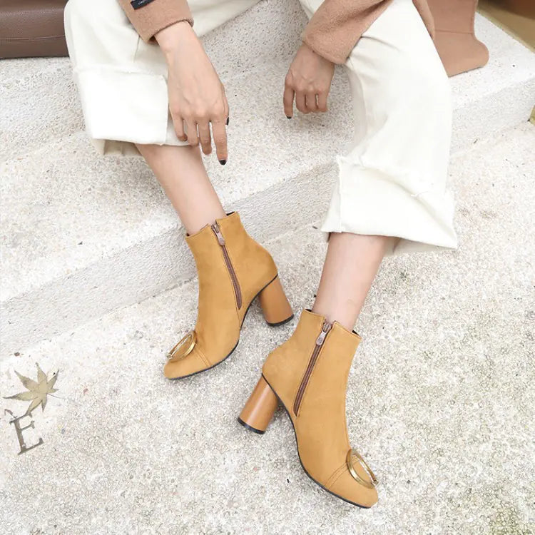 Classic Chunky Heel British Style Women's Boots