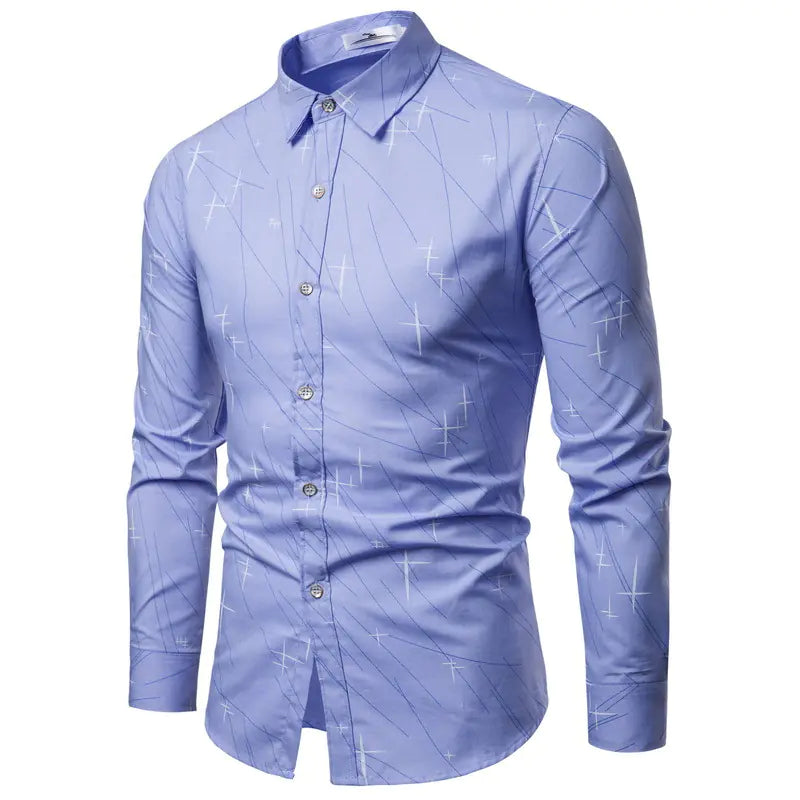 Men's Slim Fit Long Sleeve Shirt with Irregular Pattern