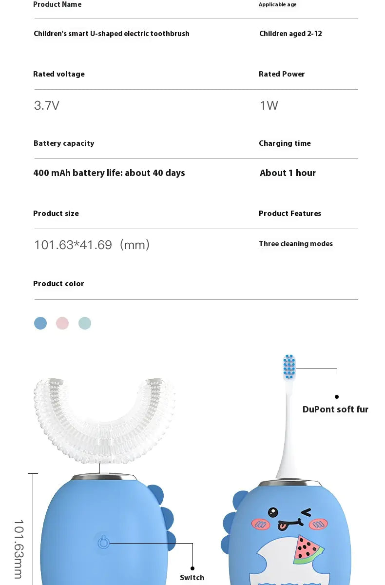 Kids U-Shaped Ultrasonic Electric Toothbrush