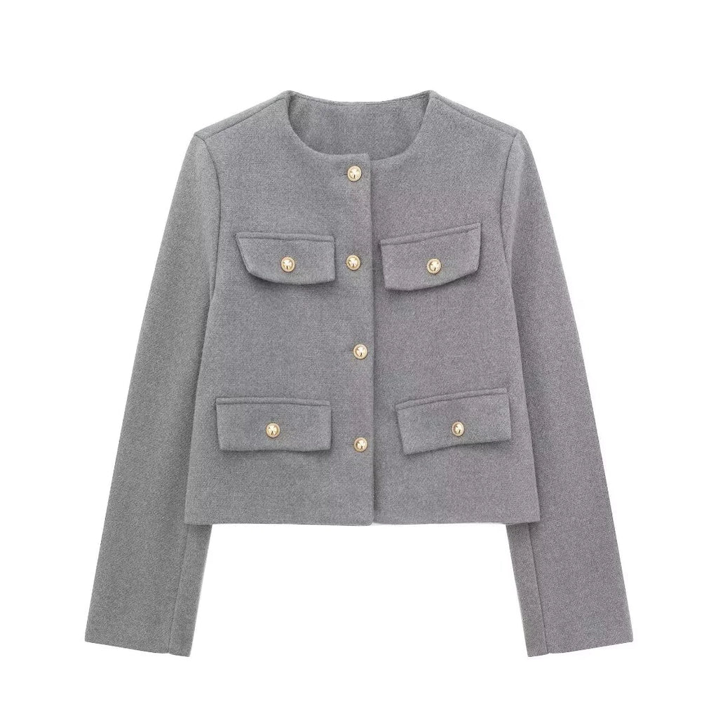 Fashion Casual Flip Trim Short Coat