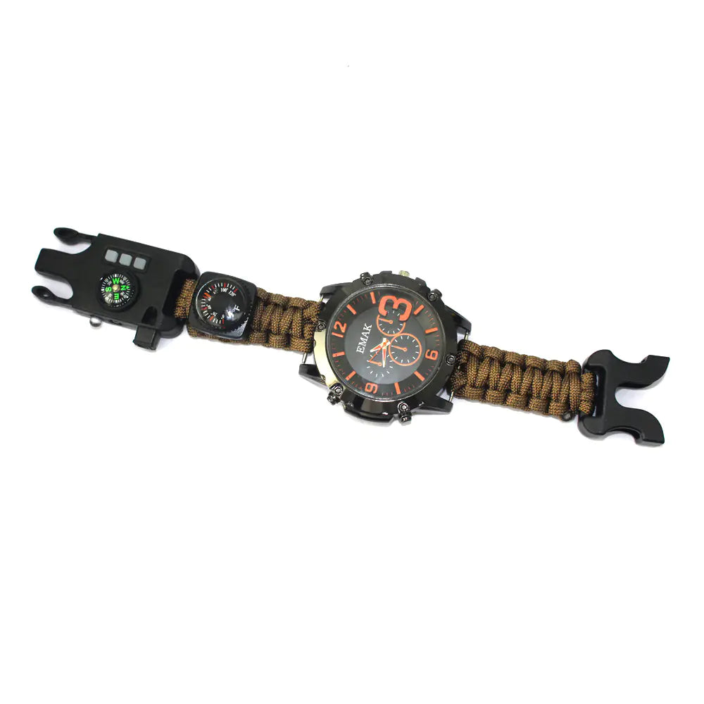 Outdoor Paracord Watch with Compass for Travel