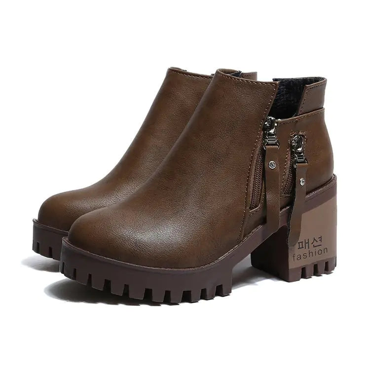 Fall Winter Women's Chunky Heel Ankle Boots
