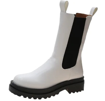 Stylish Women's Mid-Tube Martin Boots with Thick Soles