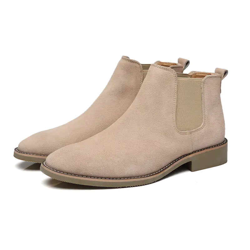 Men's High-Top Leather Pointed Toe Boots