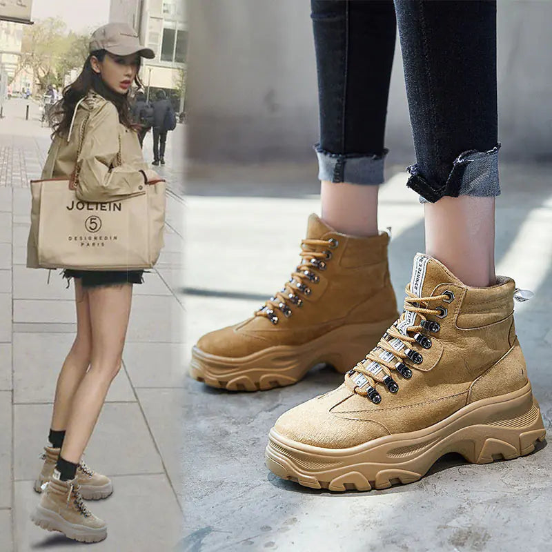 Chic Women's Autumn Martin Boots - Thick Sole Short Boots