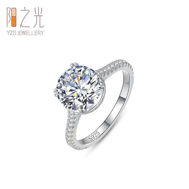 S925 Silver Women's Ring with 2-Carat Simulated Diamond