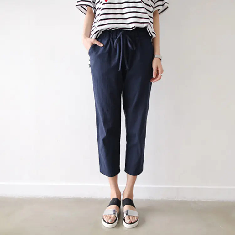 High-Waisted Loose Fit Linen Pants