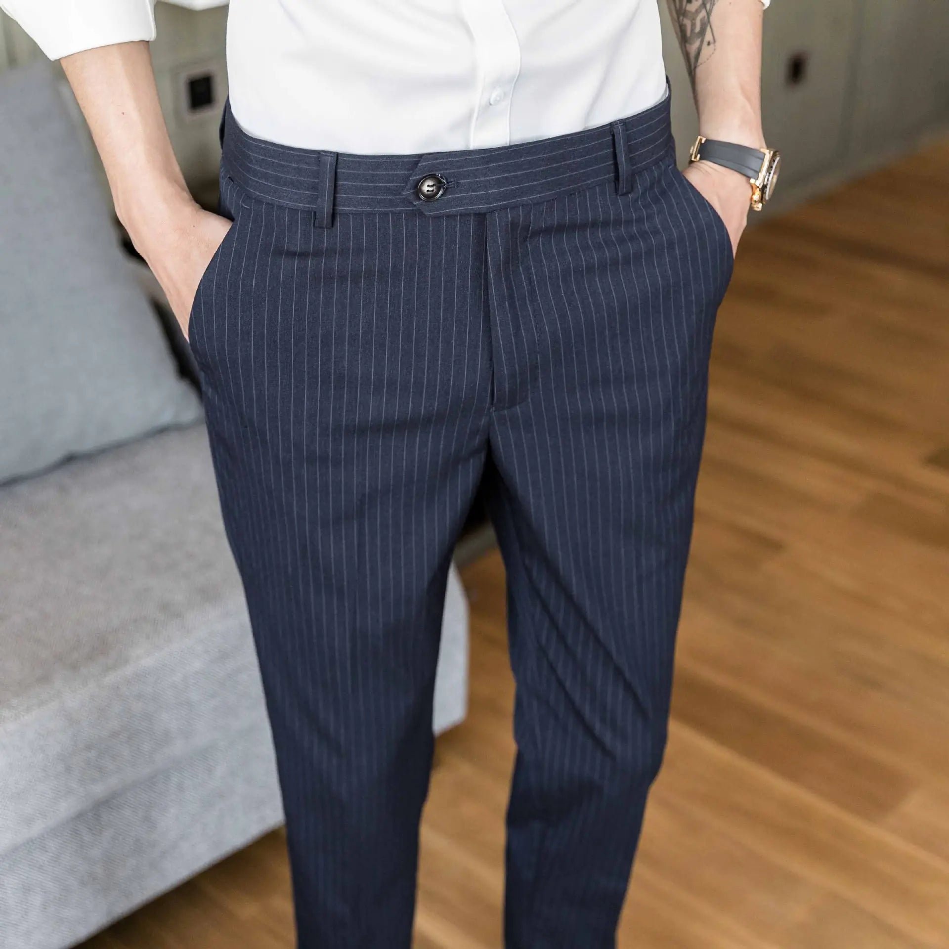 Men's Slim Fit Vertical Stripe Casual Pants