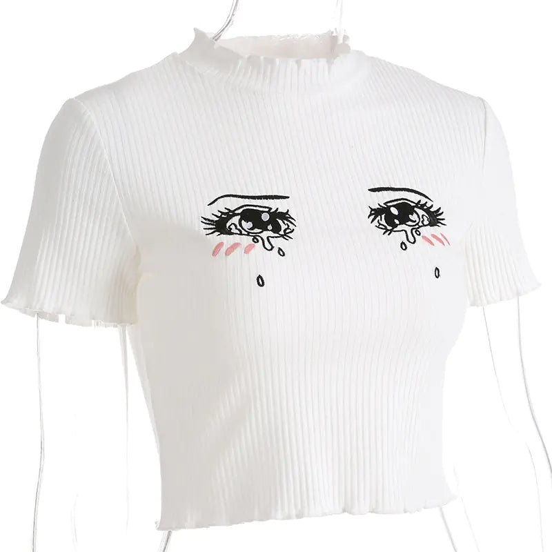 Trendy Tear-Eye Short Sleeve T-Shirt