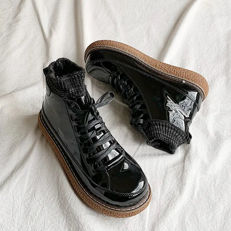 Botas Martin de plataforma con punta redonda para mujer, estilo británico
