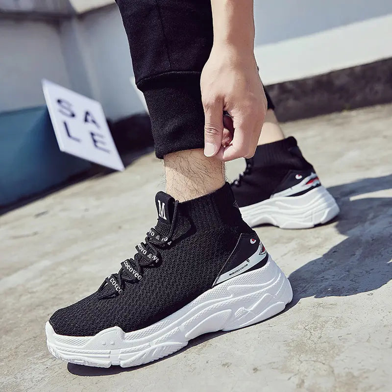 Casual High-Top Sneakers for Men with Chunky Design