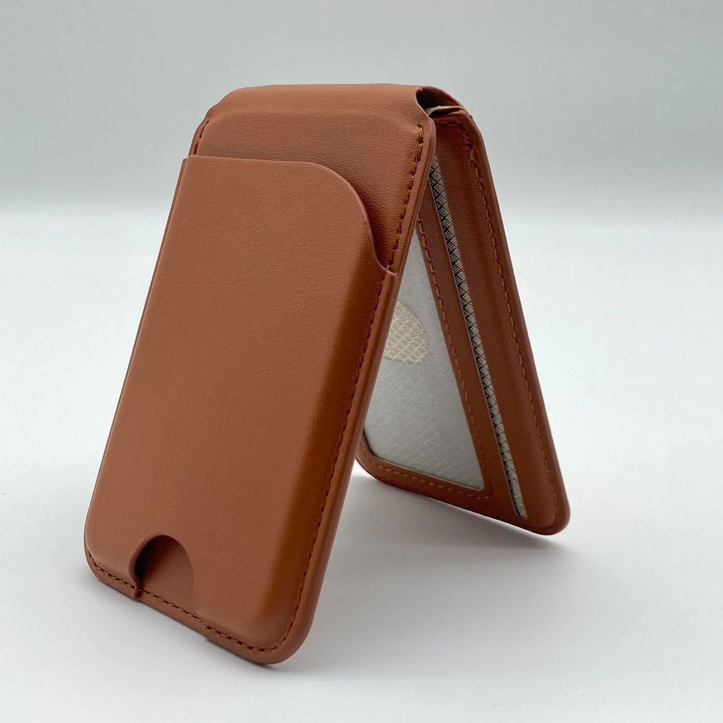 Leather Multi-functional Magnetic Bracket Card Holder