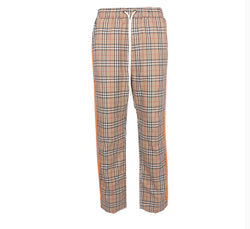 Freizeithose mit Karomuster und Seitenstreifen