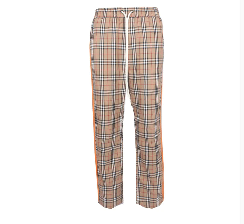 Casual Plaid Pants with Side Stripe Design