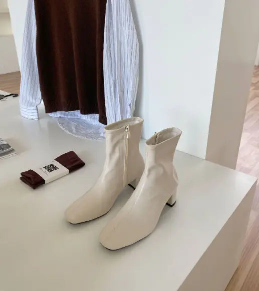 Women's Martin Boots - Stylish Chunky Heeled Ankle Boots