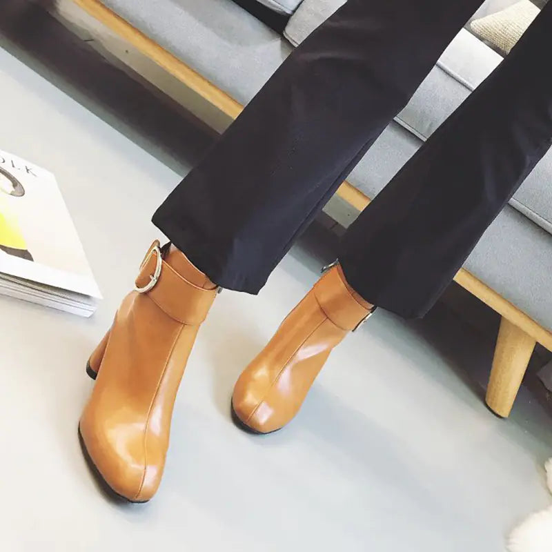 New Women's High Heel Chunky Martin Boots, Casual Style