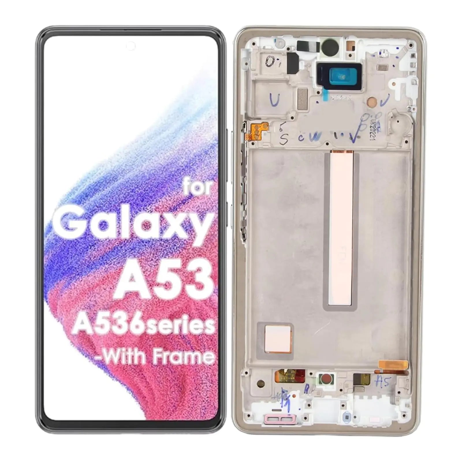 Phone Screen Replacement for Galaxy A53 5G 6.5in Digitizer Touch Display Assembly with Frame Repair Tool Kit for A536 A536U A536U1 (White)