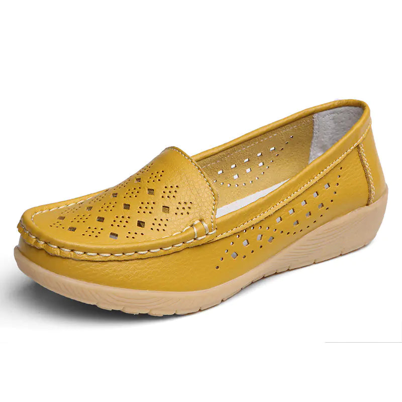 Aier Spring Autumn Women's Wedge Leather Shoes