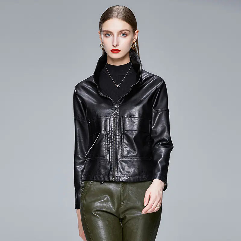 Korean Style PU Leather Jacket for Women