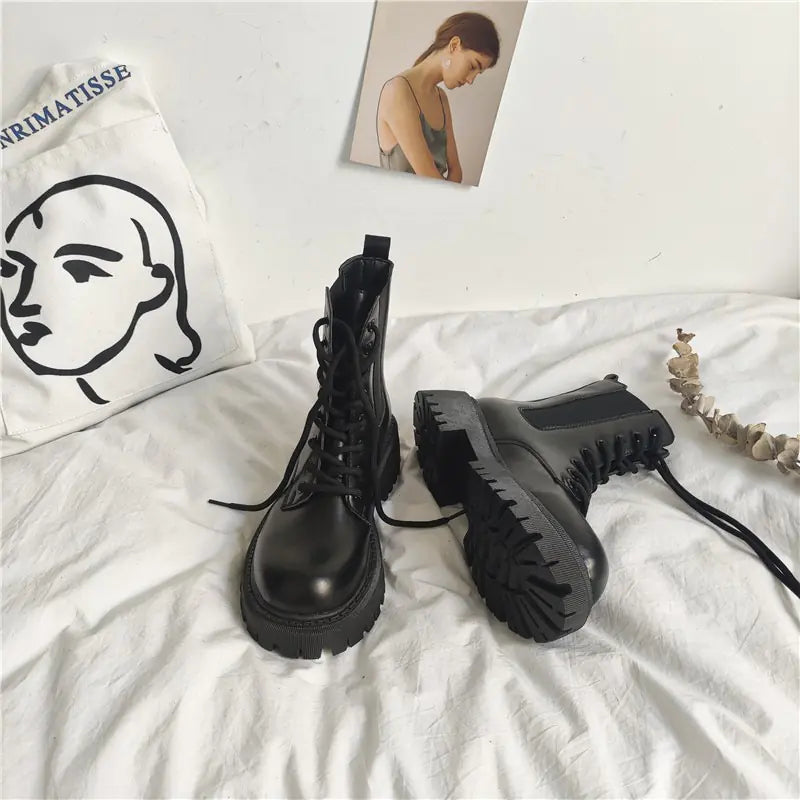 Thick-soled Martin Boots in British Style for Women