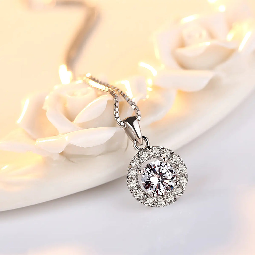 S925 Silver Pendant with Simulated Diamond Design