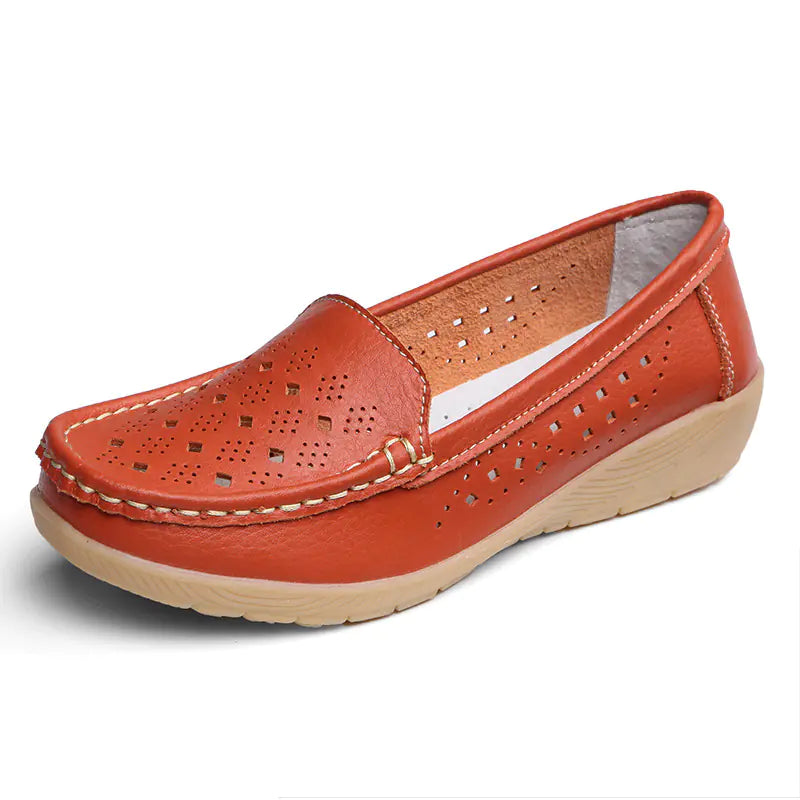 Aier Spring Autumn Women's Wedge Leather Shoes