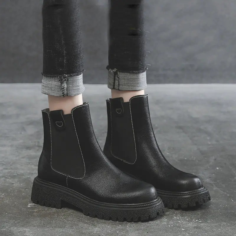 Women's Retro Martin Boots with Thick Sole and Heel