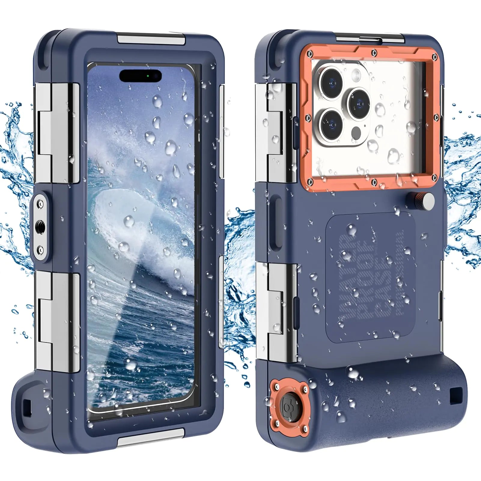 Underwater Phone Cases for Snorkeling Waterproof Phone Case for DivingiPhone Snorkeling Case for iPhone 16/15/14/13 for Samsung Galaxy S24/S23/S22[Compatible with 4.7-6.9 inch Smartphones](Orange)